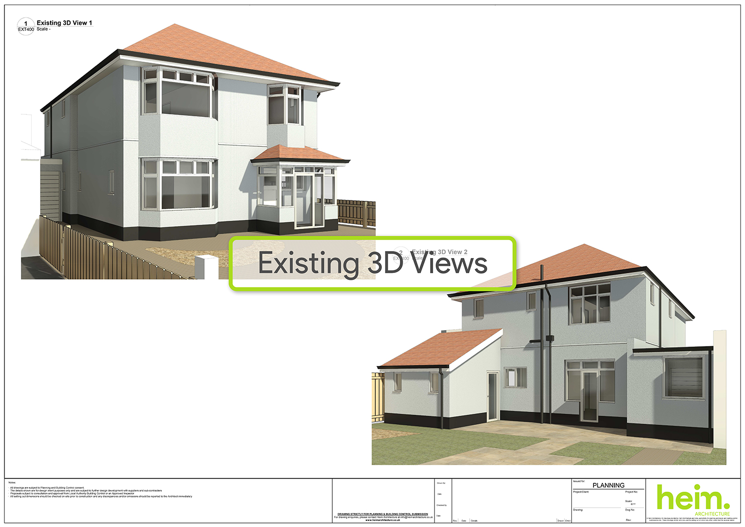3D architectural model of the existing property at Newstead Road, Dorset.