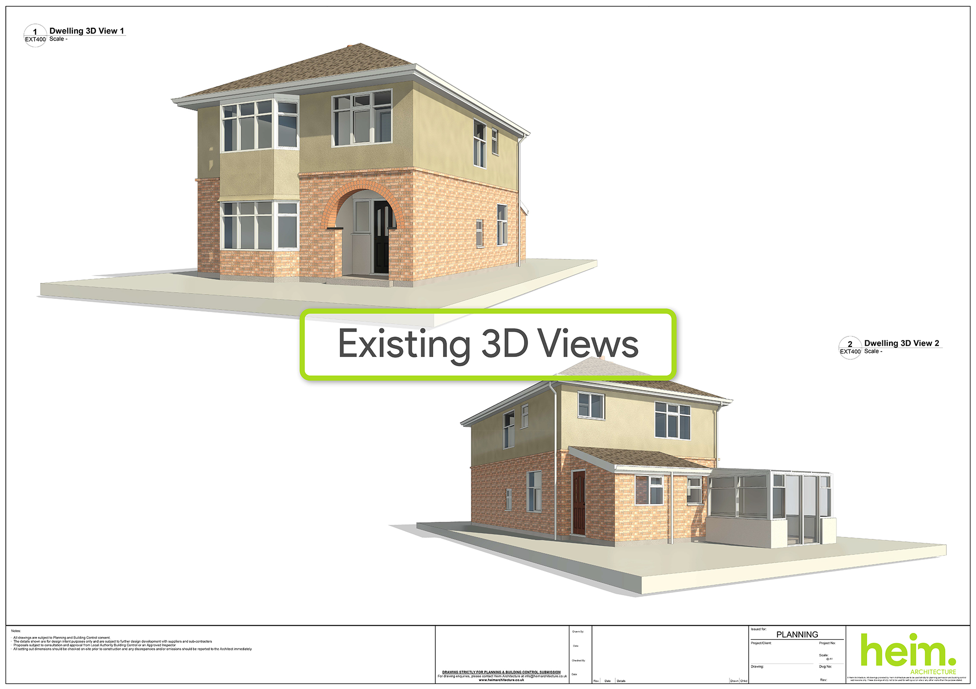3D renderings showing the existing detached house at Corhampton Road, Bournemouth.