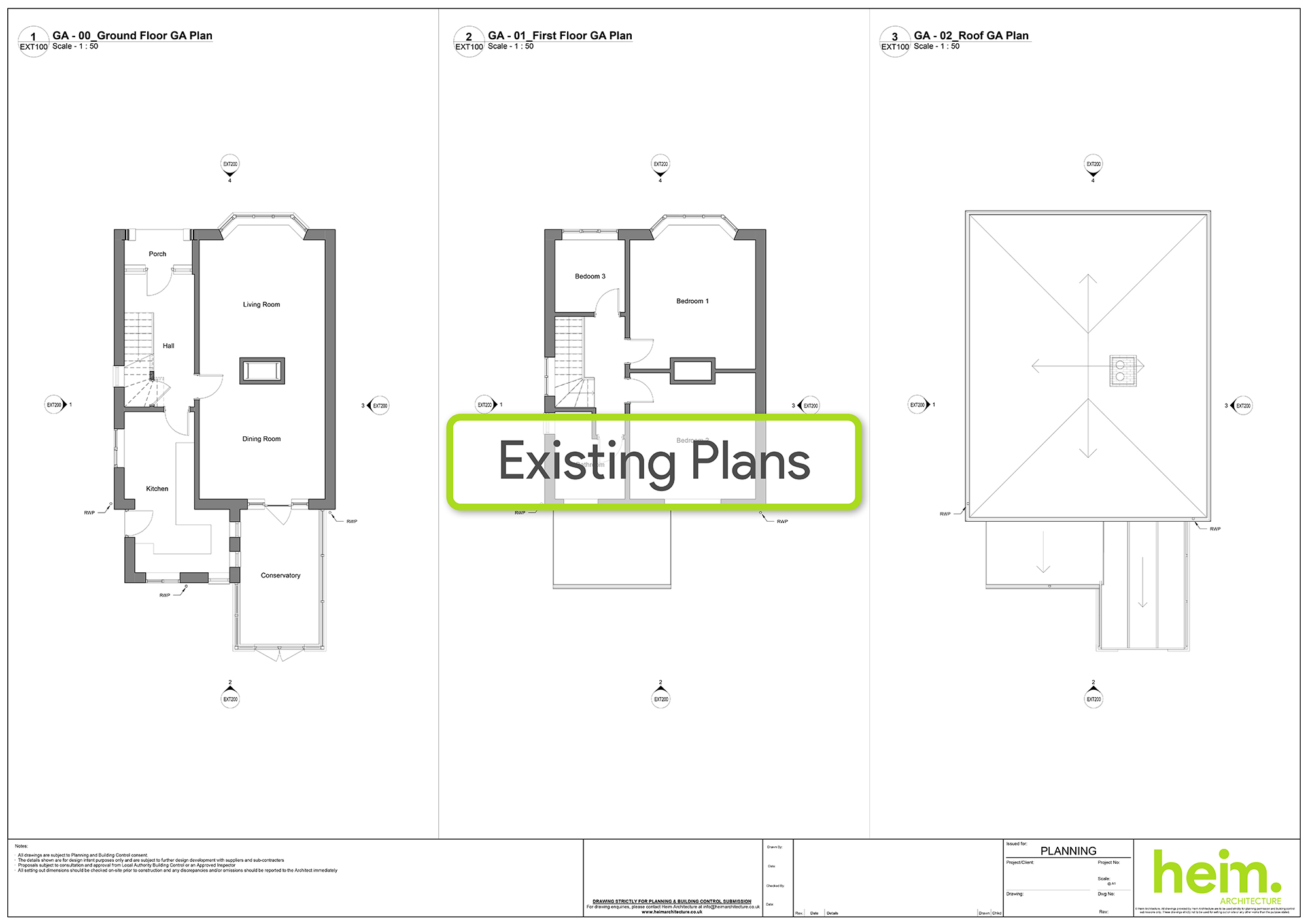 Existing floor plans of the house at Corhampton Road, Bournemouth.