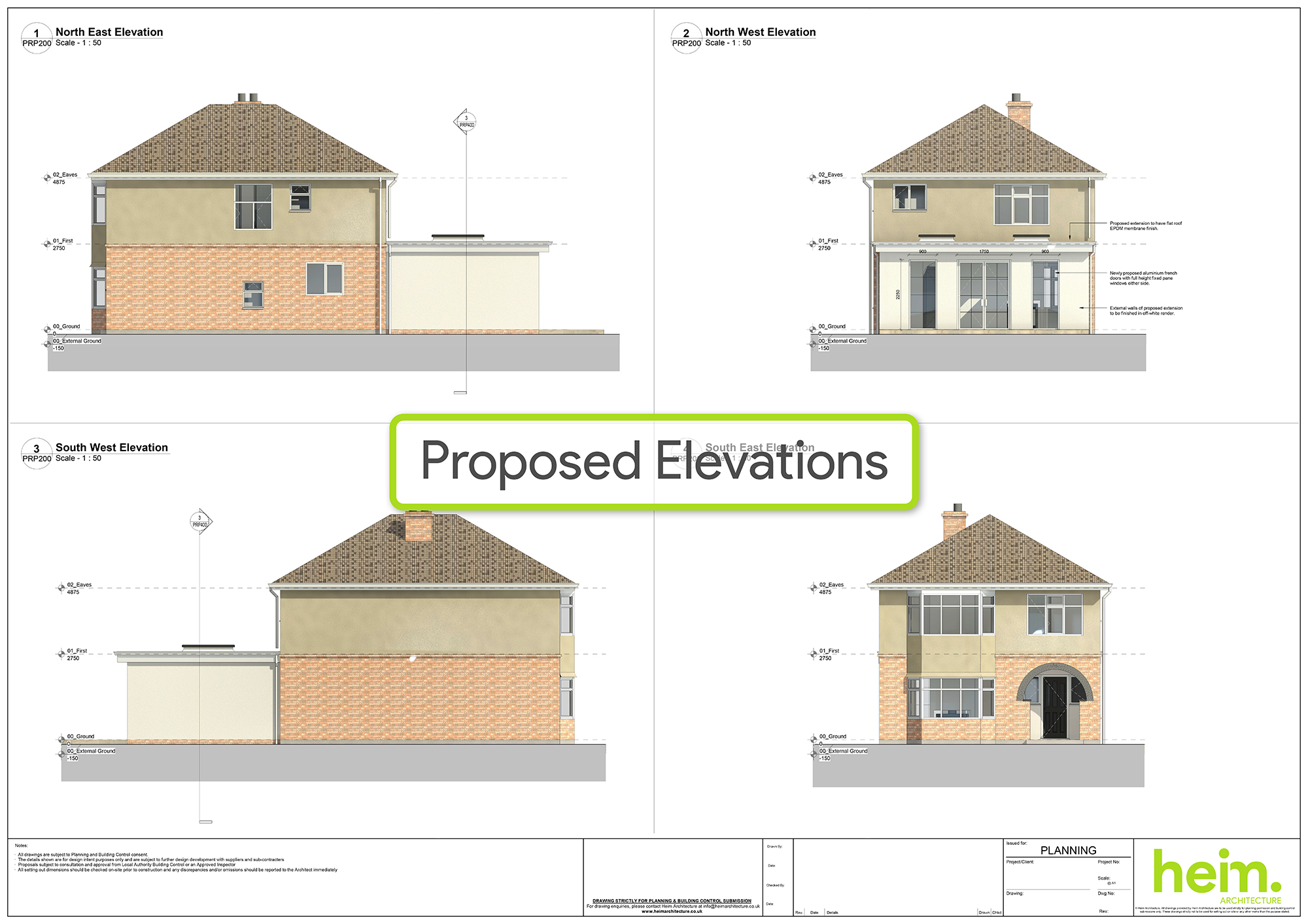 Proposed elevation drawings for the Bournemouth ground floor extension project.