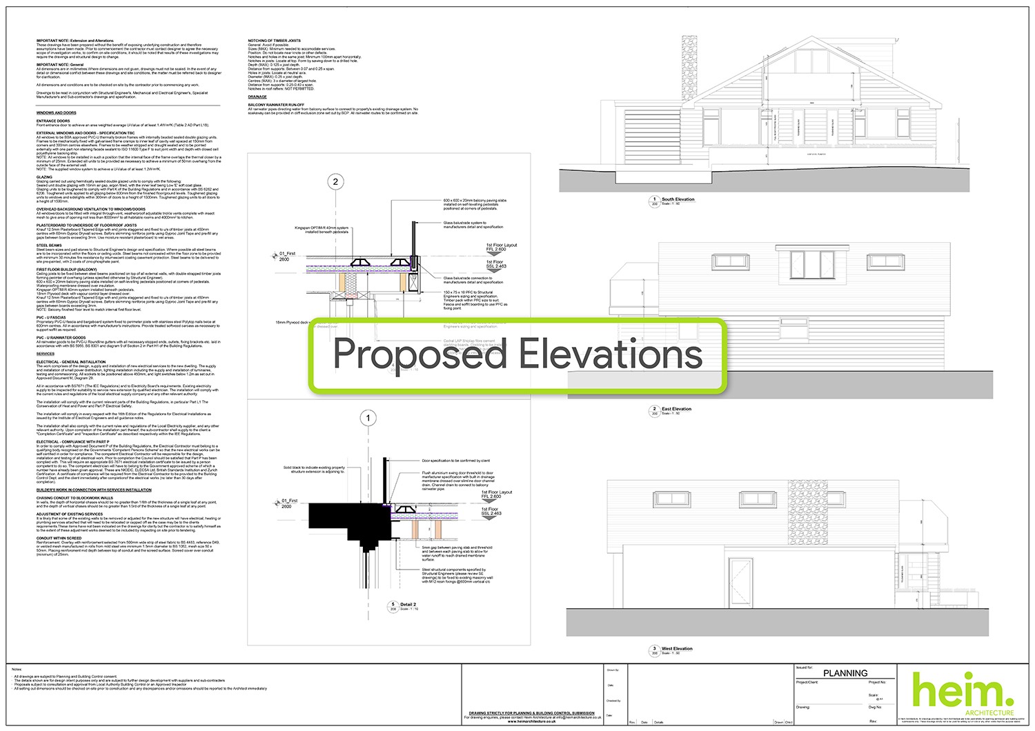Proposed architectural elevation drawings for Southbourne Coast property.