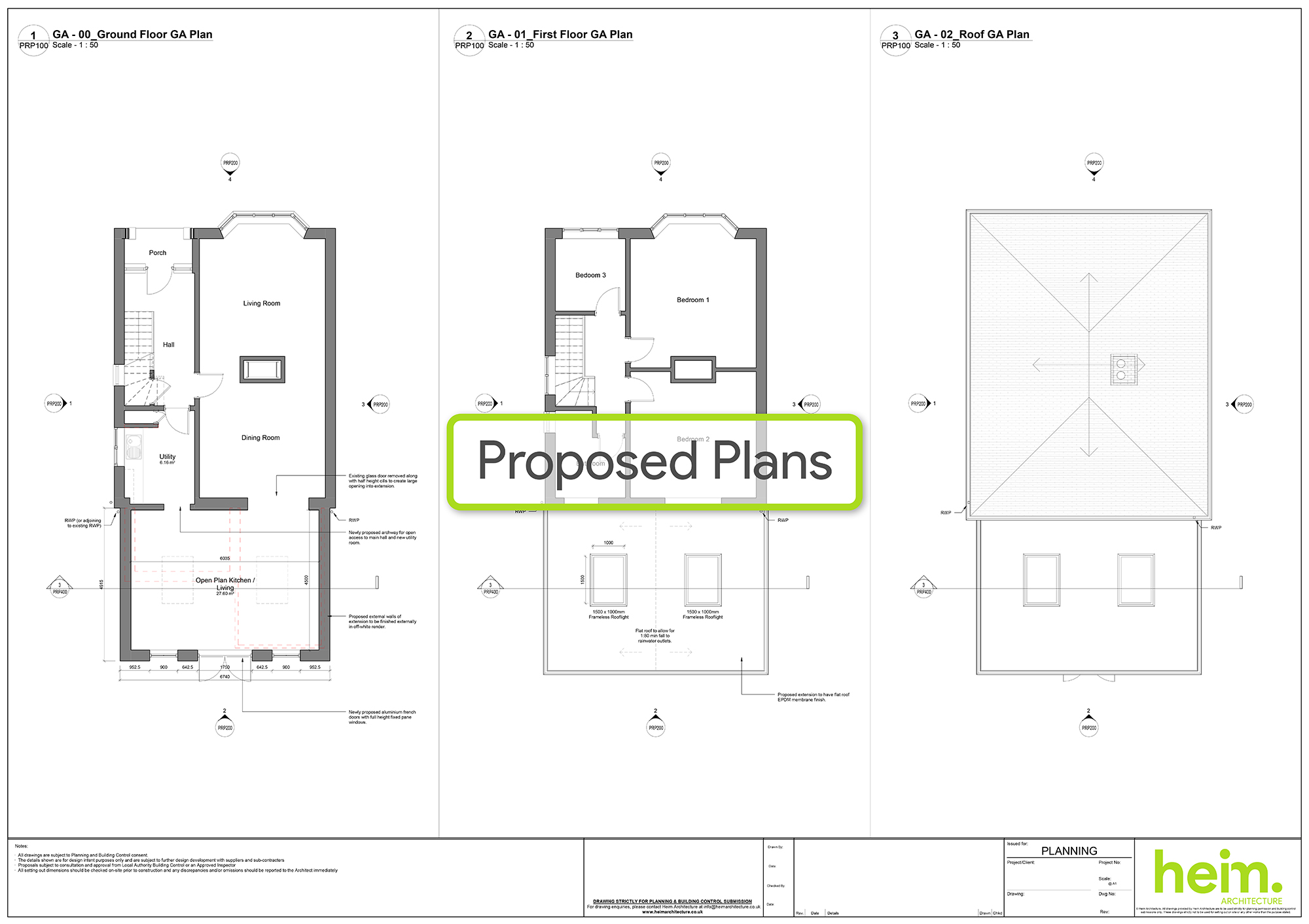 Proposed floor plans for ground floor extension at Corhampton Road, Bournemouth.