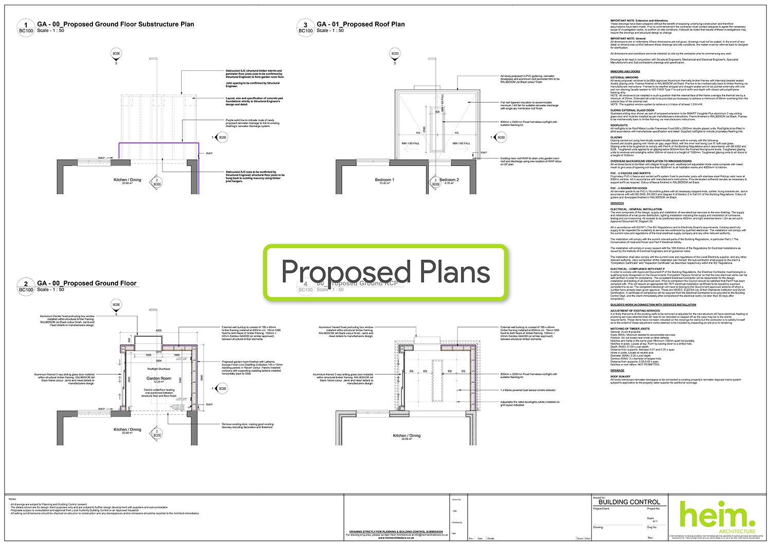 Proposed floor plan drawings for timber clad home extension at Elmdale Close, Southampton.
