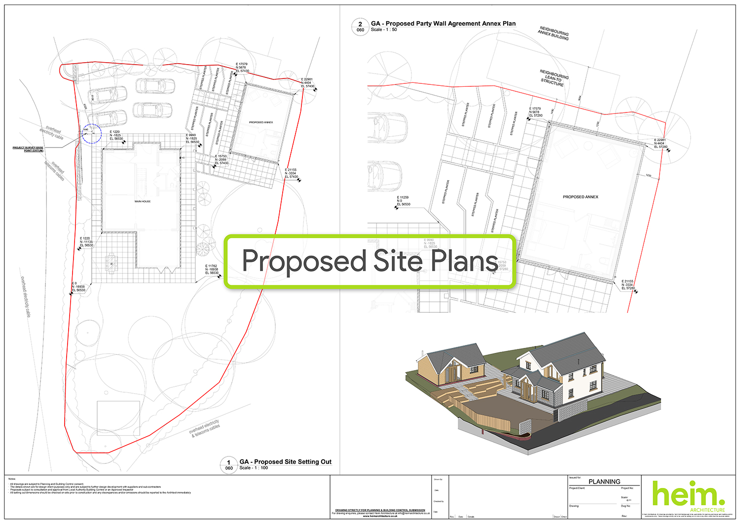 Proposed site plan for The Cottage new build project in the South Downs.