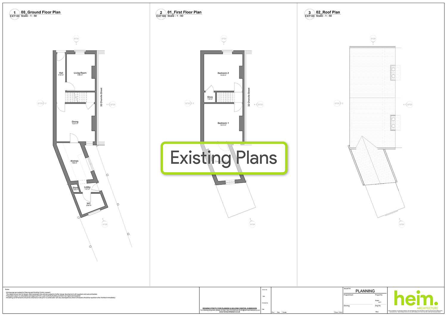 Existing Plans – Romsey Ground Floor Extension | Heim Architecture Existing floor plan drawings of the terrace property in Romsey, Hampshire prior to the ground floor extension.