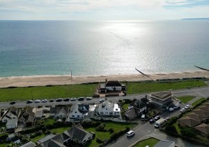 Aerial drone image of the Dorset coastline near the Southbourne Coast home.