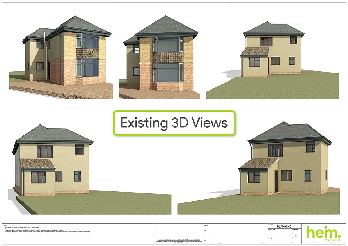 3D model views of the existing house in Seaview Hampshire before extension by Heim Architecture.